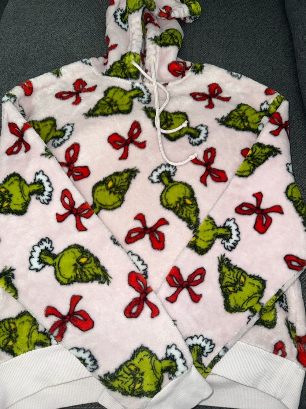 Kids Pink Grinch Print Hooded Sweatshirt
